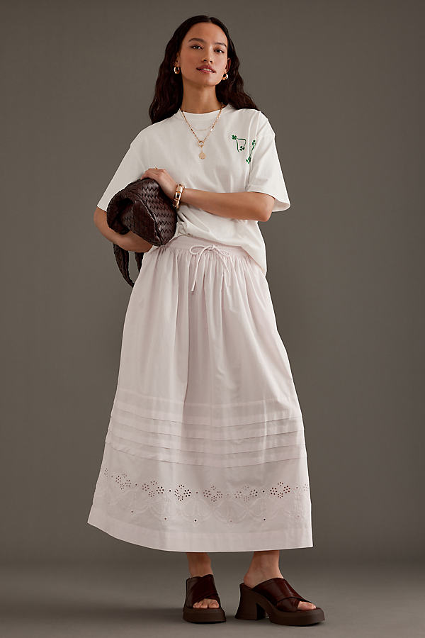 Damson Madder Kelsey Broderie Anglaise Tiered Midi Skirt