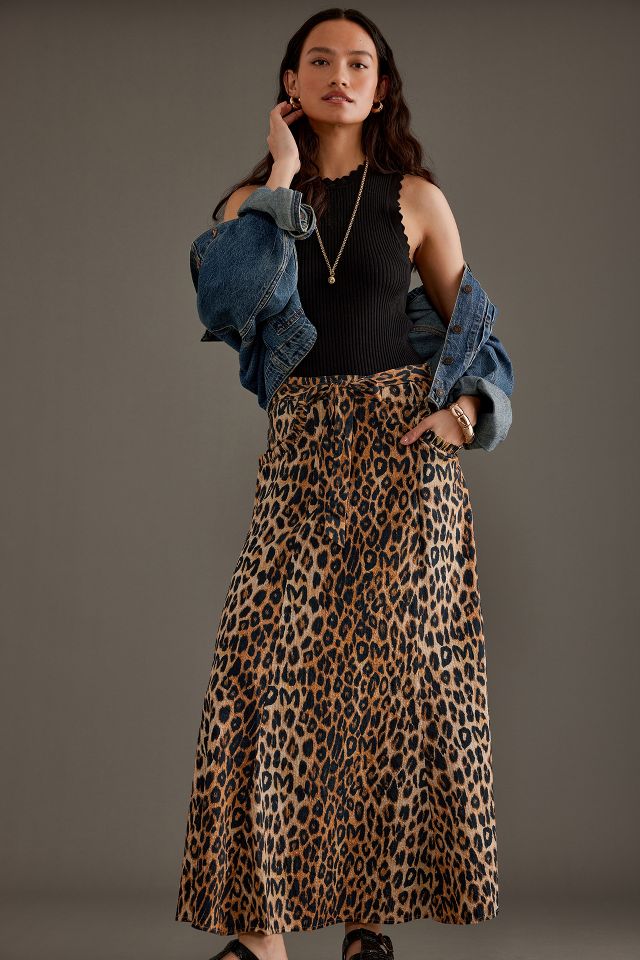 hyan midi skirt - leopard – Damson Madder