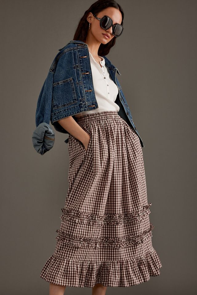 Falda Midi con Volantes Rina Damson Madder #1