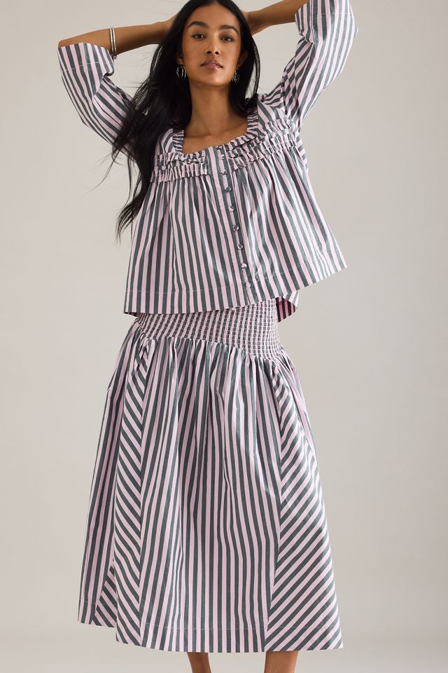 Damson Madder Layla Godet Midi Skirt | Anthropologie UK
