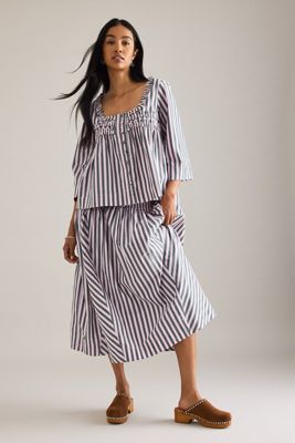 Damson Madder Layla Godet Midi Skirt