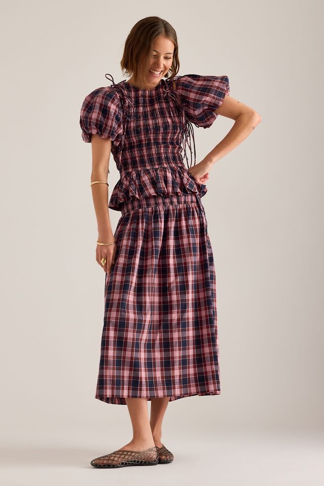 Gonna longuette plissettata Damson Madder Josie #3