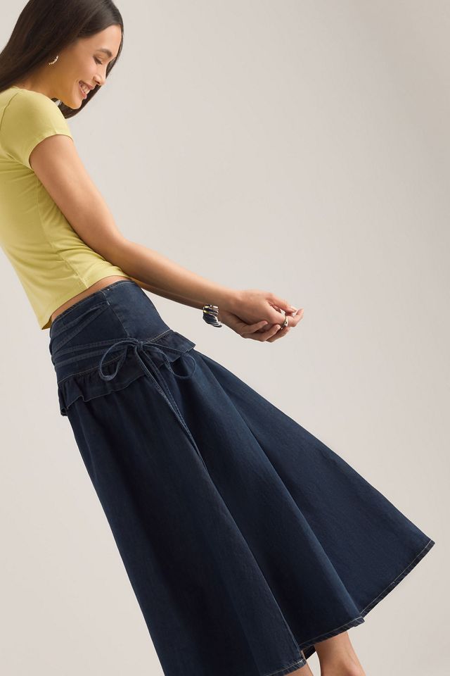 Damson Madder Gonna Midi in Denim con Volant Bellamie #1