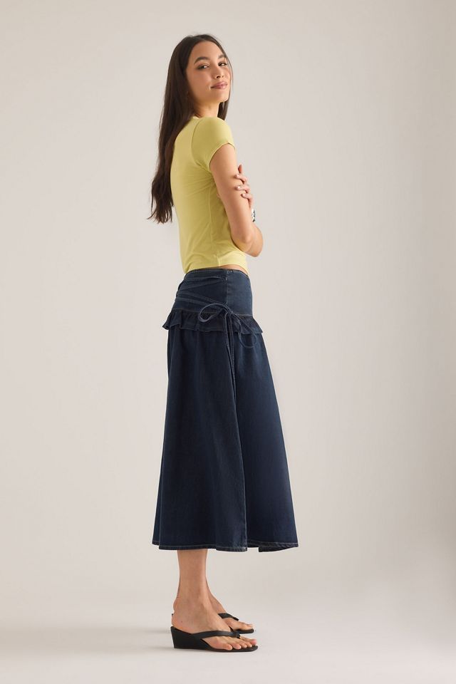 Damson Madder Gonna Midi in Denim con Volant Bellamie #3