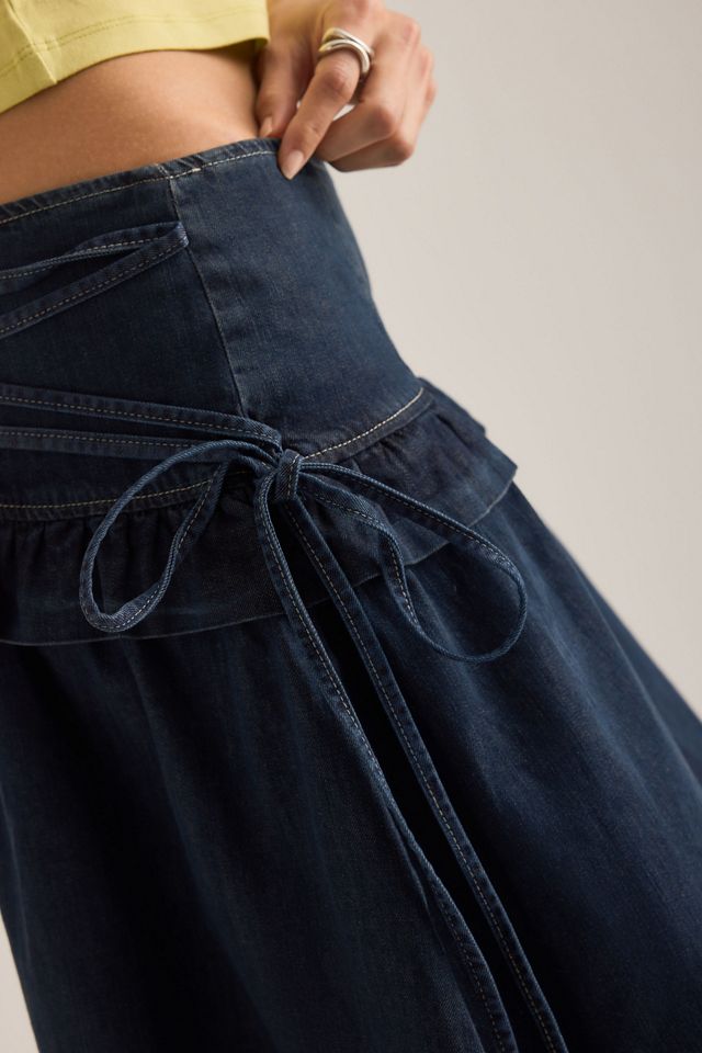 Damson Madder Gonna Midi in Denim con Volant Bellamie #4