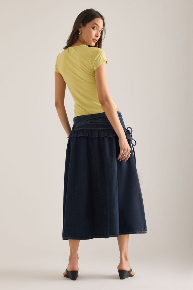 Damson Madder Gonna Midi in Denim con Volant Bellamie #5