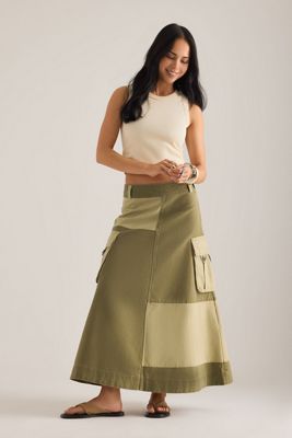 Falda Midi Cargo Marcelle con Bloques de Color Damson Madder