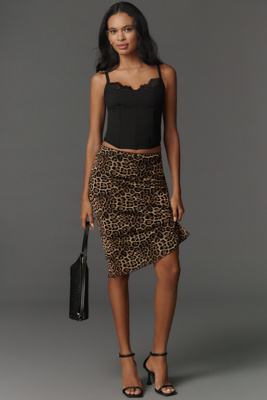 Nia Tresor Sheer Mesh Midi Skirt In Animal Print