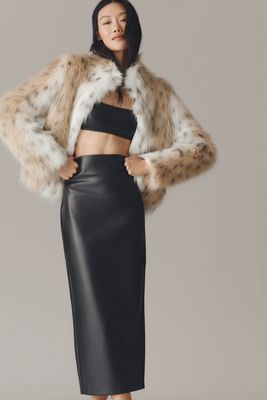 NIA Elodie Faux Leather Midi Skirt