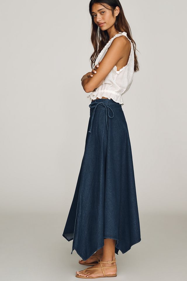 NIA Asymmetrical Denim Midi Skirt #2