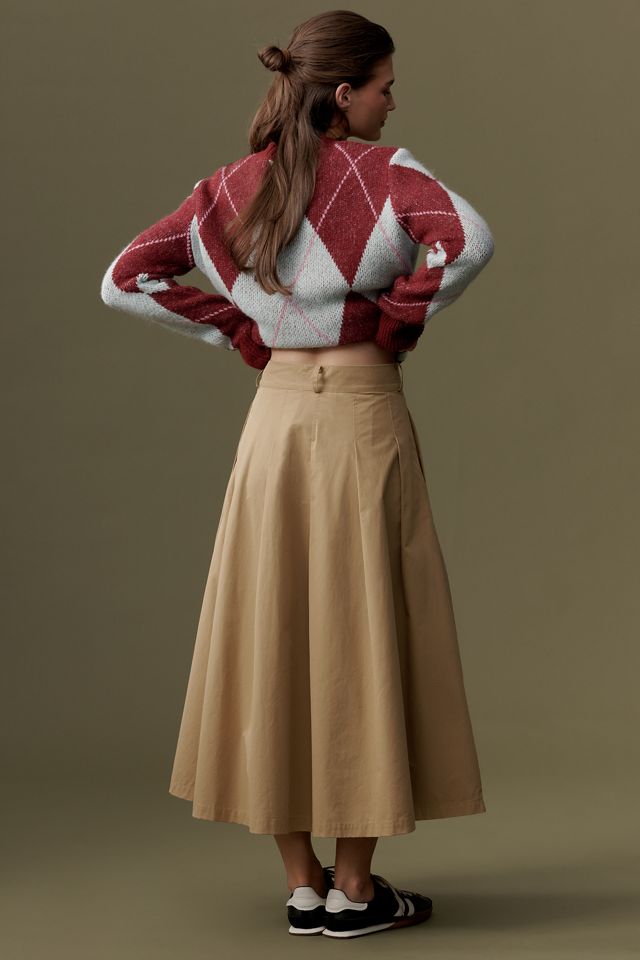 Flat White Pleated Midi Skirt #4