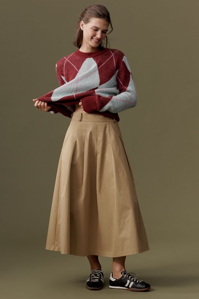 Flat White Pleated Midi Skirt #1