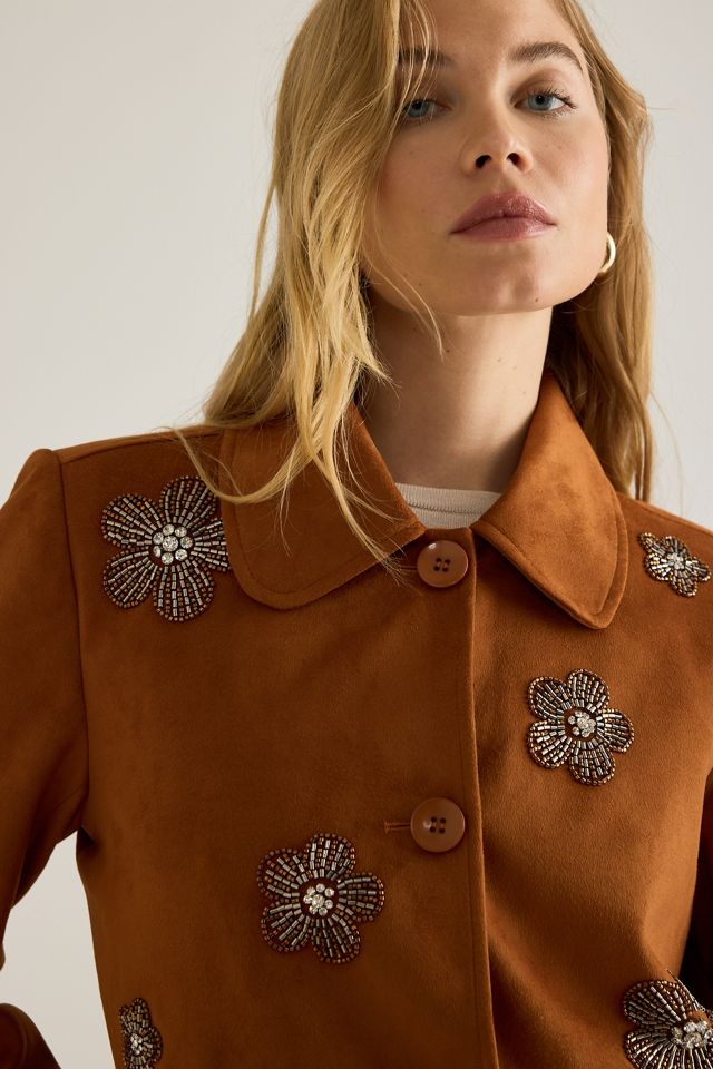 By Anthropologie Faux-Suede Embellished Mini Skirt #4