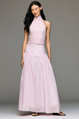 Bardot Amorette Basque-waist Maxi Skirt In Pink