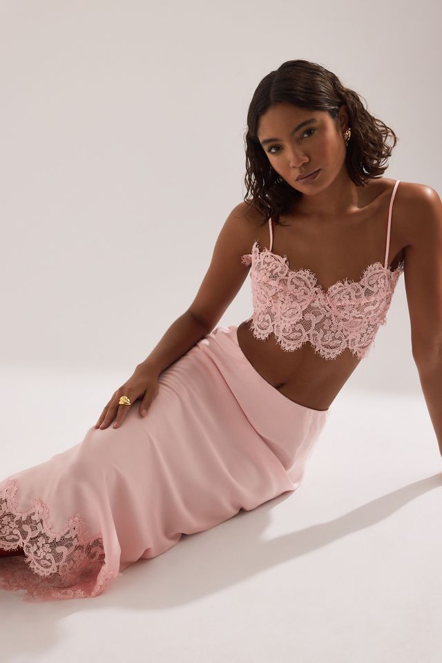 Bardot Elisan Lace Satin Midi Skirt #4