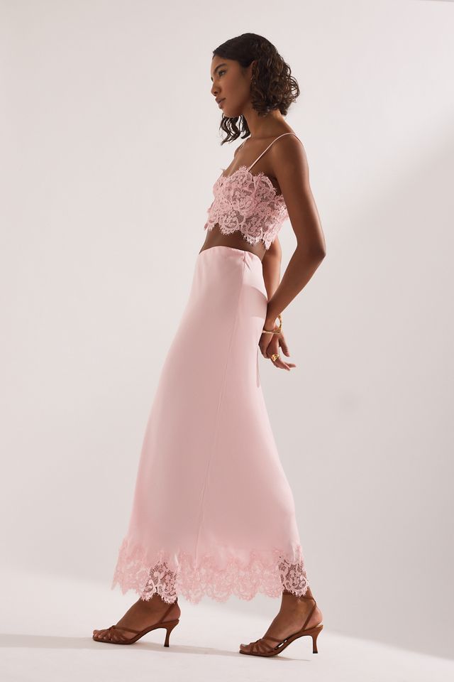 Bardot Elisan Lace Satin Midi Skirt #5