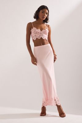 Bardot Elisan Lace Satin Midi Skirt