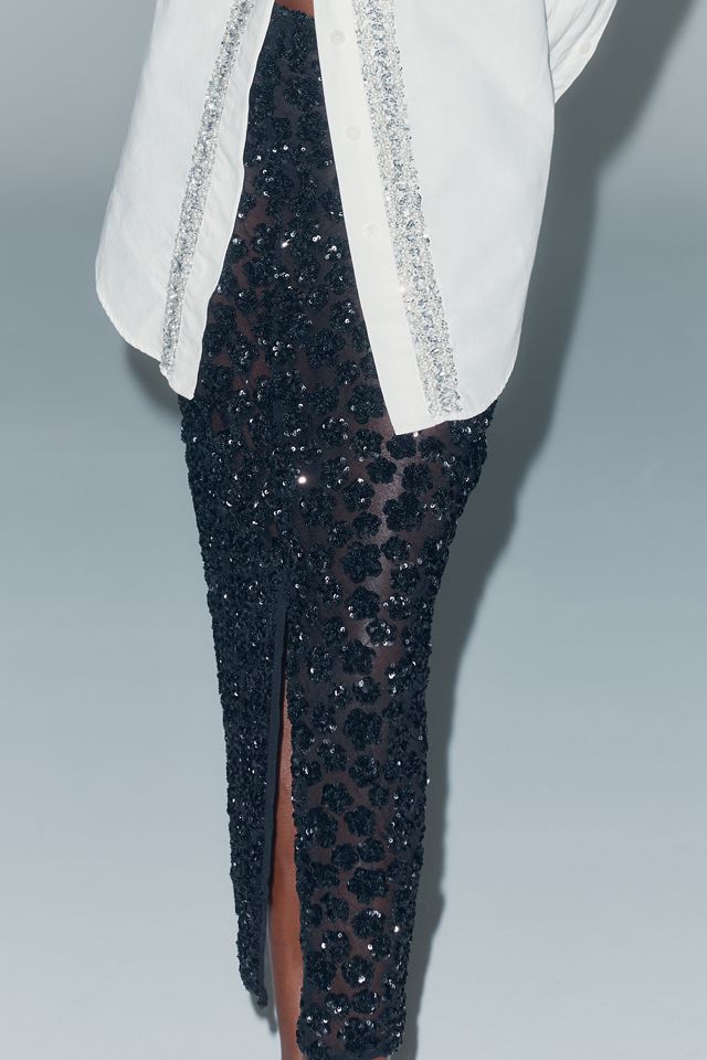 Bardot Sienna Sheer Sequined Midi Skirt #1