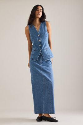 By Anthropologie Gonna lunga in denim scintillante