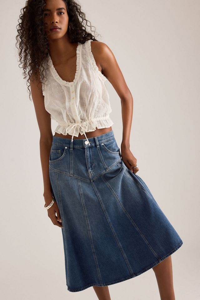 Jupe midi en denim à coutures By Anthropologie #3