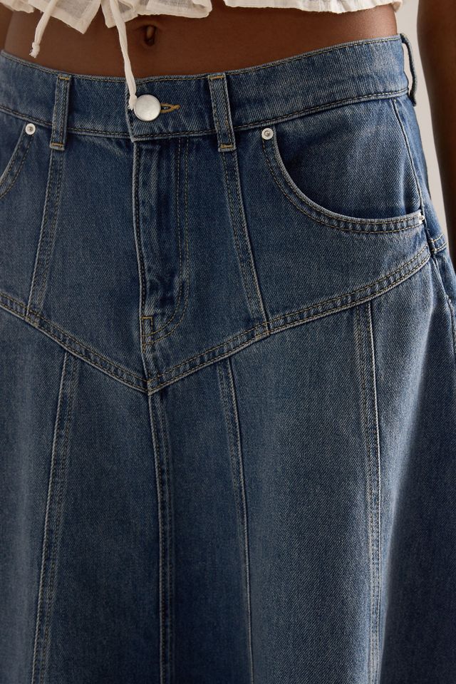 Jupe midi en denim à coutures By Anthropologie #4