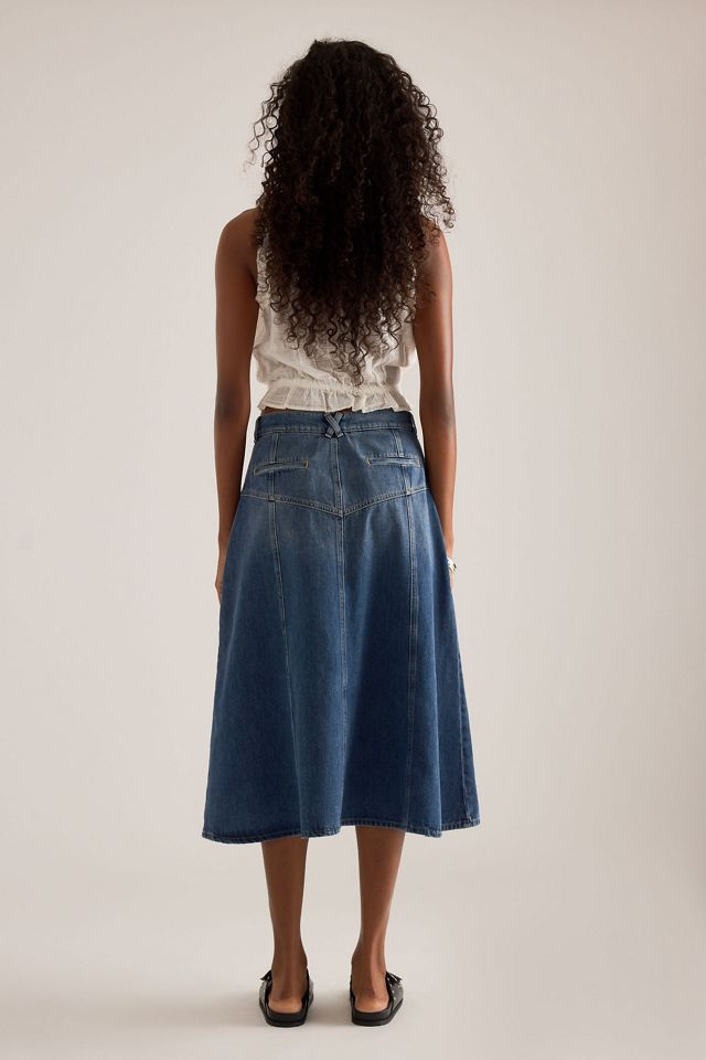 Jupe midi en denim à coutures By Anthropologie #5