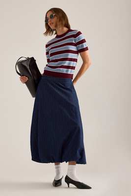 By Anthropologie Denim Midi Bubble Skirt