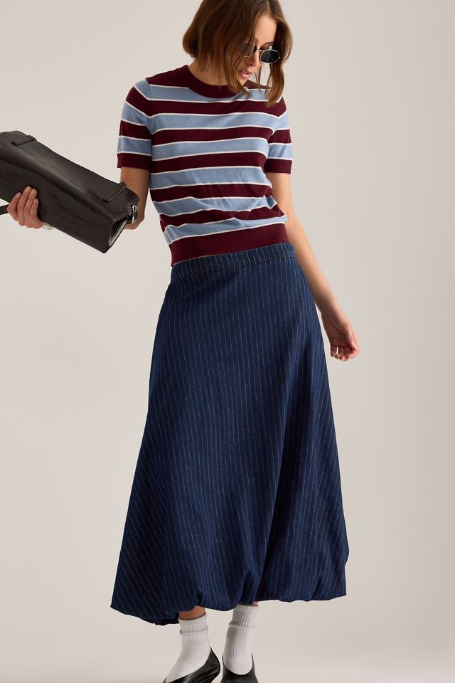 Falda Midi Abullonada de Mezclilla By Anthropologie #1