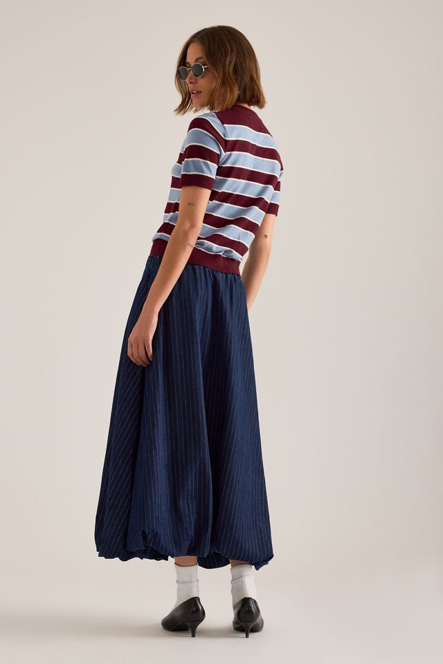 Falda Midi Abullonada de Mezclilla By Anthropologie #4