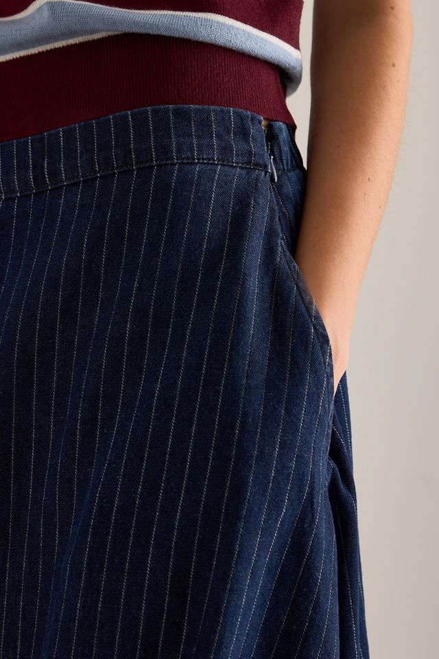 Falda Midi Abullonada de Mezclilla By Anthropologie #5