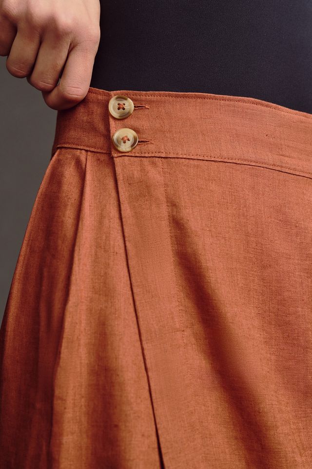 By Anthropologie Linen Wrap Skirt #2