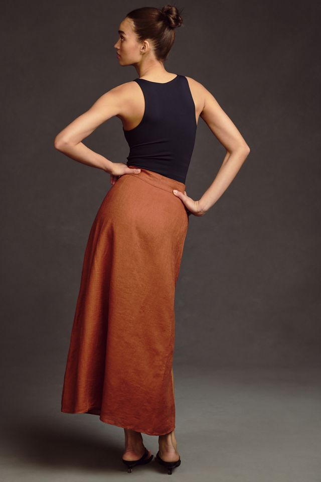By Anthropologie Linen Wrap Skirt #3