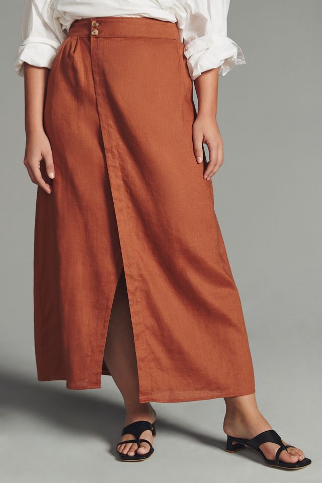 By Anthropologie Linen Wrap Skirt #5