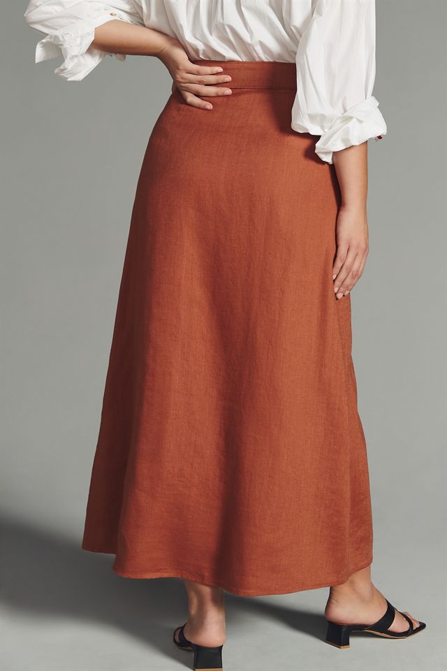 By Anthropologie Linen Wrap Skirt #7