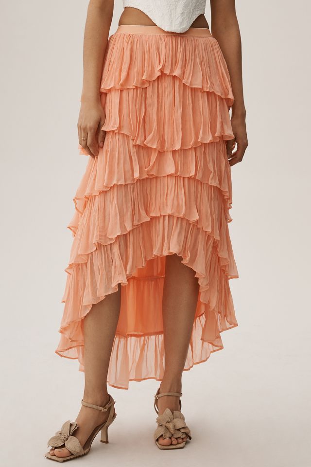 By Anthropologie Tiered Ruffled High-Low Skirt #2