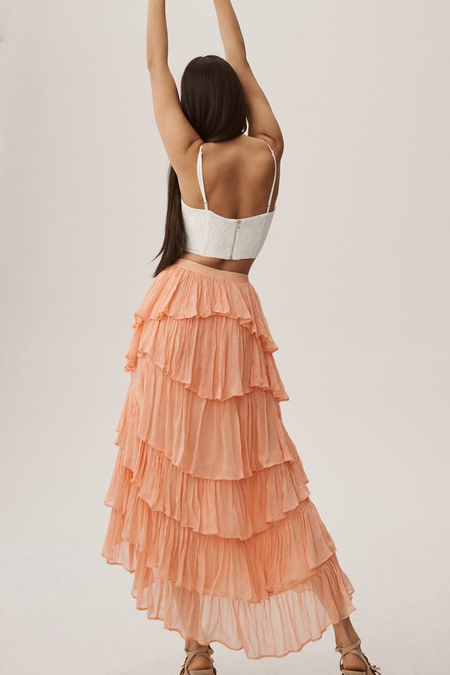 By Anthropologie Tiered Ruffled High-Low Skirt #4