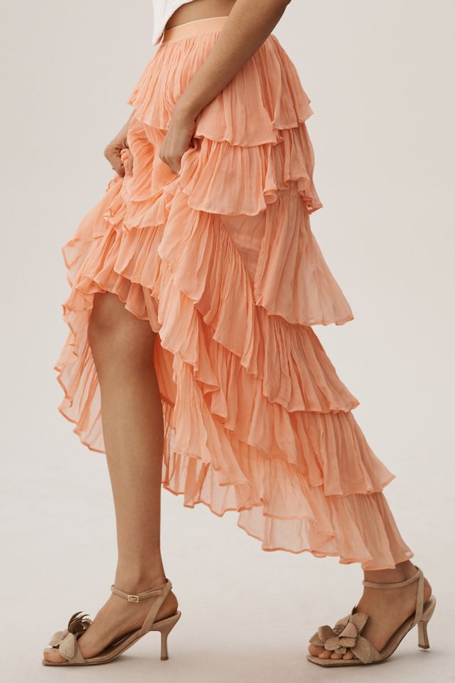 By Anthropologie Tiered Ruffled High-Low Skirt #5