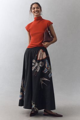 The Jacie Poplin Printed Maxi Skirt by Maeve