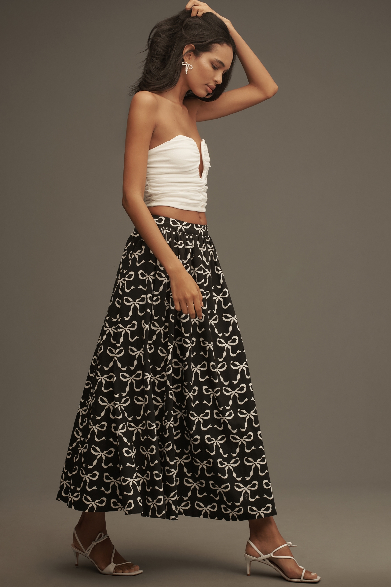 The Jacie Poplin Printed Midi Skirt by Maeve