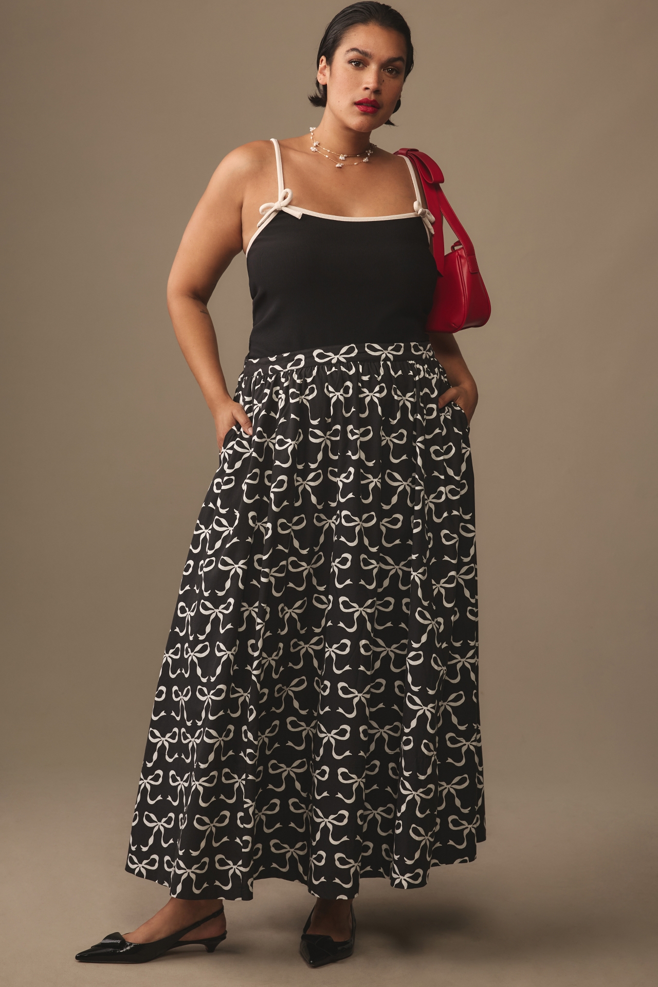 The Jacie Poplin Printed Midi Skirt by Maeve