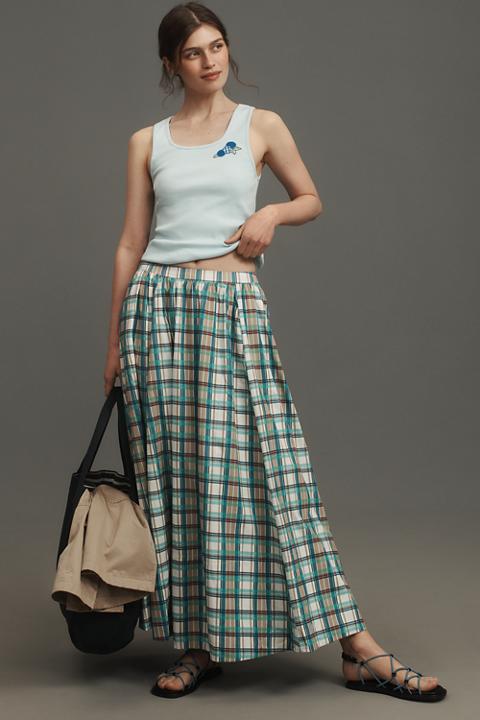 The Jacie Poplin Printed Midi Skirt by Maeve