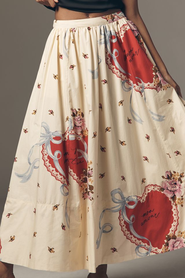 Jacie Poplin Printed Maxi Skirt by Maeve #2