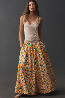 The Jacie Poplin Printed Maxi Skirt by Maeve