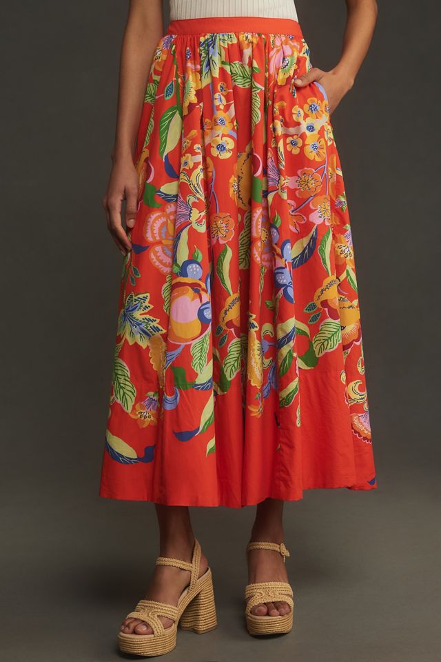 Jacie Poplin Printed Maxi Skirt by Maeve #1