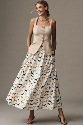 Maeve The Jacie Poplin Printed Maxi Skirt By