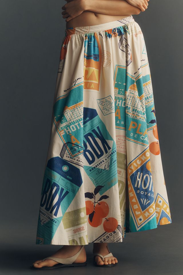 Jacie Poplin Printed Maxi Skirt by Maeve #1