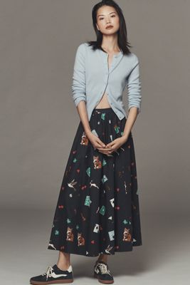 The Jacie Poplin Printed Maxi Skirt by Maeve