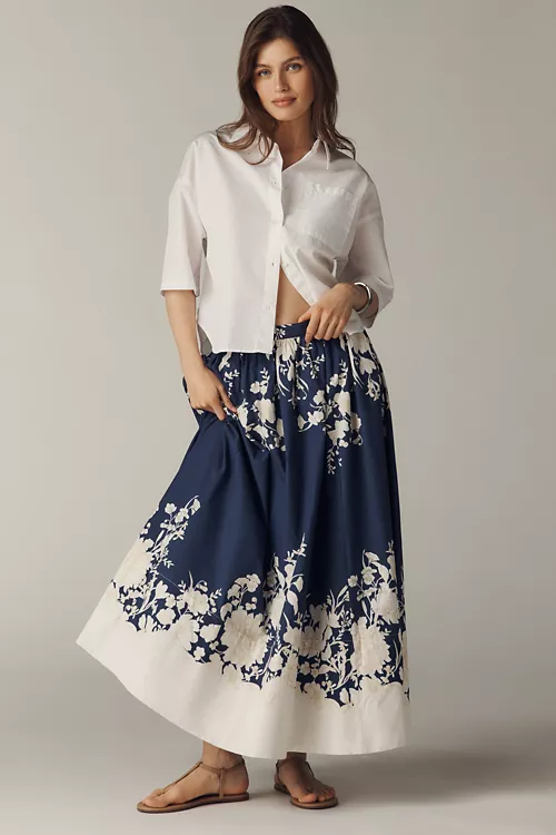 Jacie Poplin Printed Maxi Skirt by Maeve