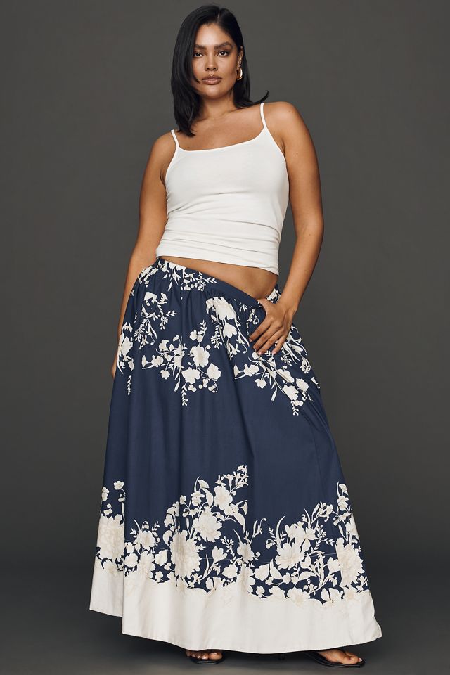 Jacie Poplin Printed Maxi Skirt by Maeve | Anthropologie