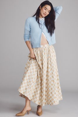 The Jacie Poplin Printed Maxi Skirt by Maeve